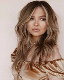 Luxury Mushroom Blonde With CaramelBalayage 100% Human Hair Swiss 13x4 Lace Front Glueless Wig Wavy U-Part Or Full Lace Upgrade Available