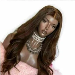 Luxury Wavy Chocolate Medium Brown 100% Human Hair Swiss 13x4 Lace Front Glueless Wig Color 4 U-Part, 360 Or Full Lace Upgrade Available
