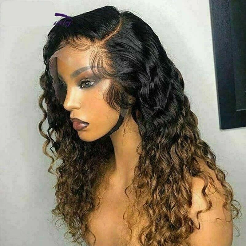 Luxury Curly Ombre Honey Blonde 100% Human Hair Swiss 13x4 Lace Front Glueless WigU-Part, 360 Or Full Lace Upgrade Available - Image 2
