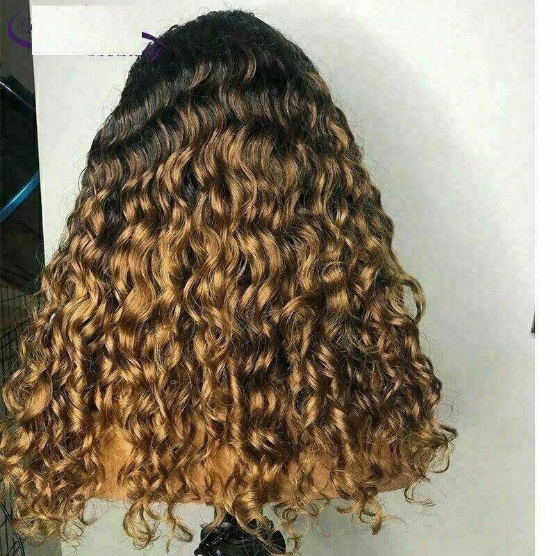 Luxury Curly Ombre Honey Blonde 100% Human Hair Swiss 13x4 Lace Front Glueless WigU-Part, 360 Or Full Lace Upgrade Available - Image 3
