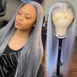 Luxury Light Silver Grey Gray 100% Human Hair Swiss 13x4 Lace Front Glueless Wig Platinum Colorful U-Part Or Full Lace Upgrade Available