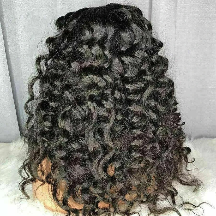 Luxury Remy Wavy Loose Deep Wave Black #1B Black 100% Human Hair Swiss 13x4 Lace Front Glueless Wig U-Part, 360 Or Full Lace Upgrade Available - Image 2
