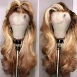 Luxury Ombre Honey Platinum Blonde #27/613 100% Human Hair Swiss 13x4 Lace Front Glueless Wig U-Part, 360 Or Full Lace Upgrade Available