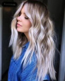 Luxury Dimensional Platinum Blonde Balayage Icy Shades 100% Human Hair Swiss 13x4 Lace Front Wig Wavy U-Part Or Full Lace Upgrade Available
