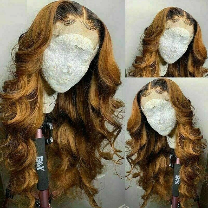 Luxury Auburn Wavy Ombre 100% Human Hair Swiss 13x4 Lace Front Glueless Wig Brown Ash Blonde U-Part, 360 Or Full Lace Upgrade Available