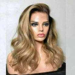 Luxury Remy Wavy Ombre Ash Honey Blonde 100% Human Hair Swiss 13x4 Lace Front Glueless Wig U-Part, 360 Or Full Lace Upgrade Available
