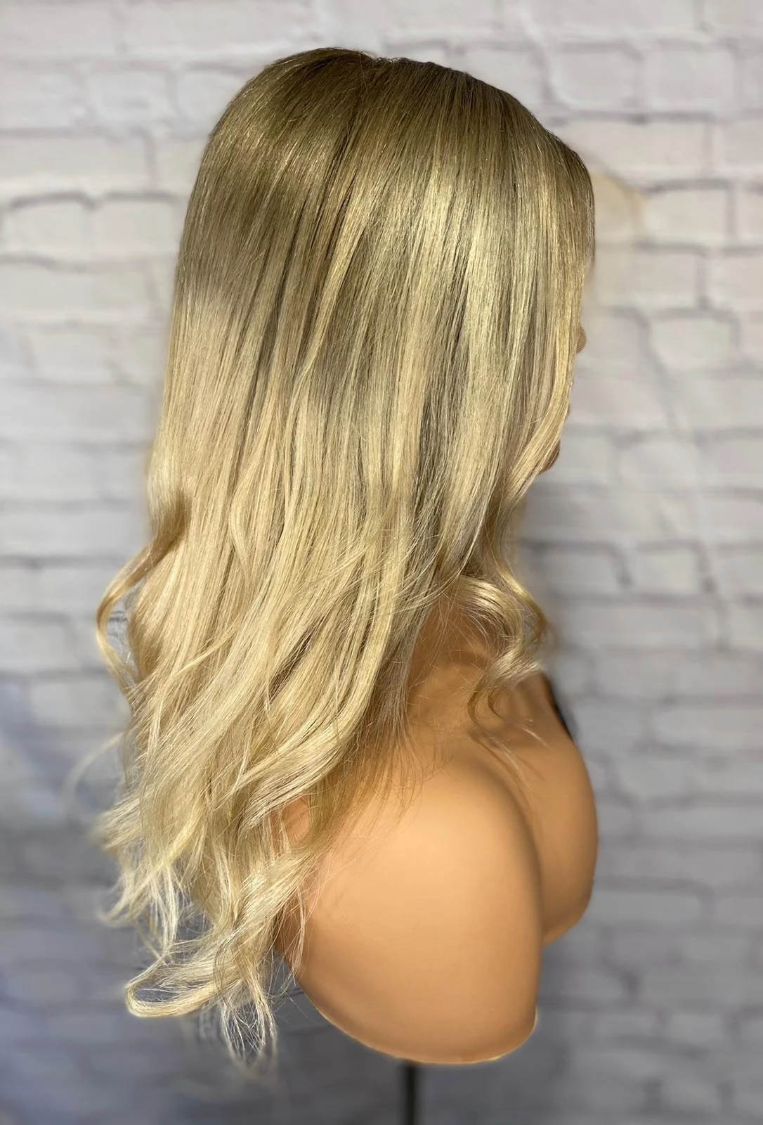 Luxury Honey Ash Blonde Ombre Balayage 100% Human Hair Swiss 13x4 Lace Front Glueless Wig Wavy U-Part, 360 Or Full Lace Upgrade Available 2021 - Image 5