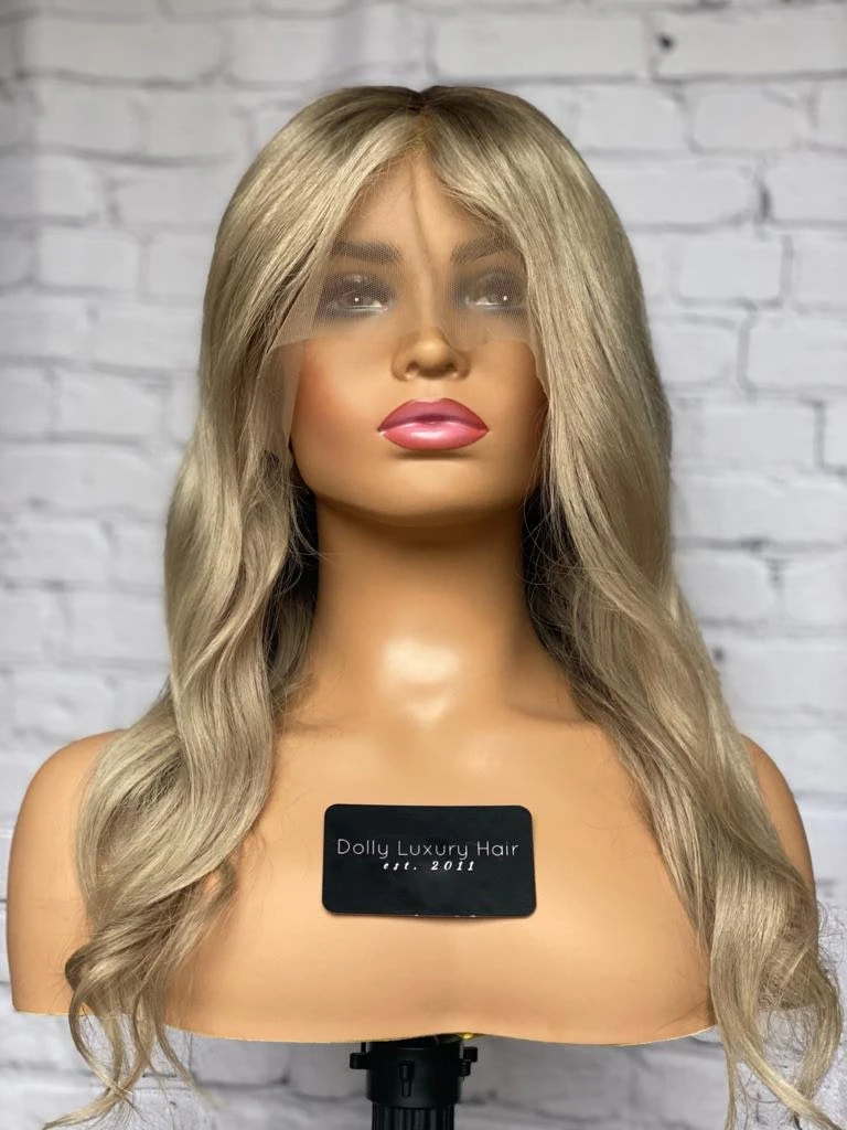 READY TO SHIP Luxury 18” 150% Full Lace Ash Blonde Wig Human Hair Swiss Glueless Size M Sale Bleached Knots - Image 4