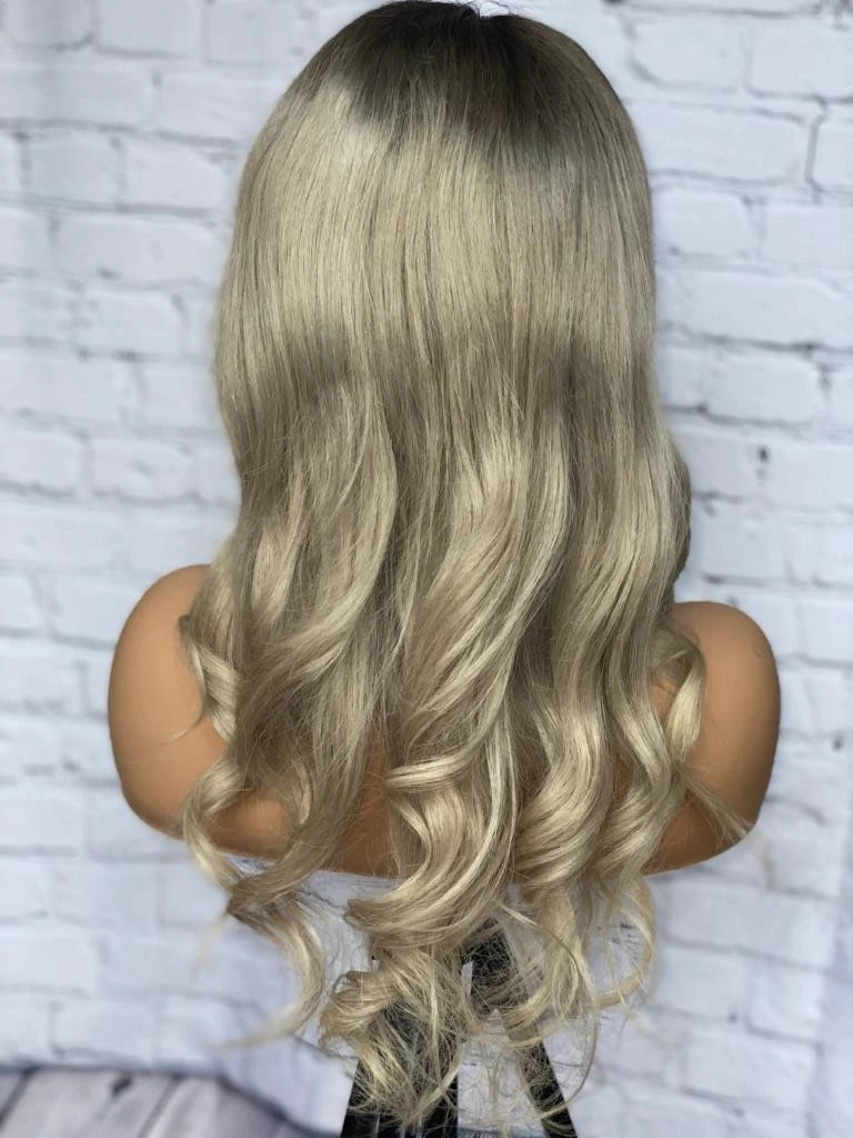 READY TO SHIP Luxury 18” 150% Full Lace Ash Blonde Wig Human Hair Swiss Glueless Size M Sale Bleached Knots - Image 6