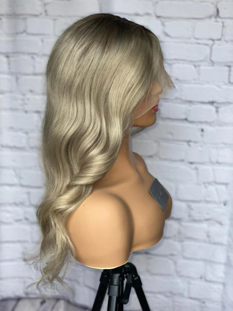 READY TO SHIP Luxury 18” 150% Full Lace Ash Blonde Wig Human Hair Swiss Glueless Size M Sale Bleached Knots - Image 8
