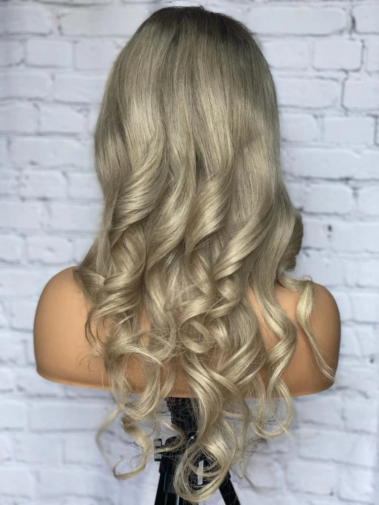 READY TO SHIP Luxury 18” 150% Full Lace Ash Blonde Wig Human Hair Swiss Glueless Size M Sale Bleached Knots - Image 7