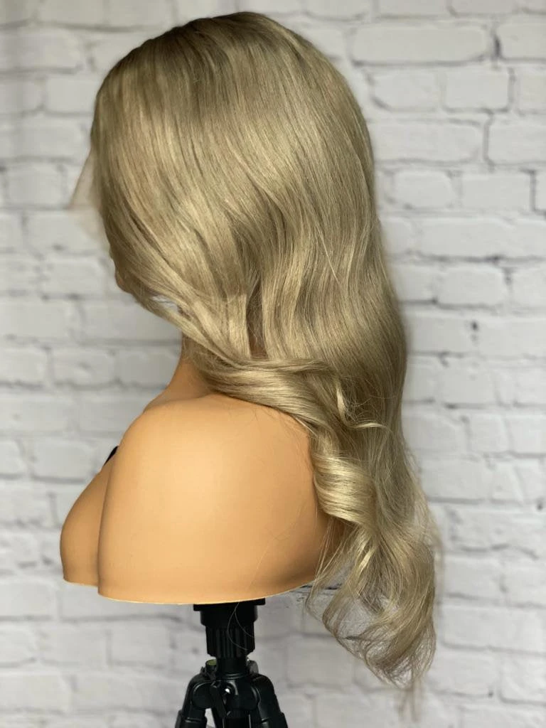 READY TO SHIP Luxury 18” 150% Full Lace Ash Blonde Wig Human Hair Swiss Glueless Size M Sale Bleached Knots - Image 9