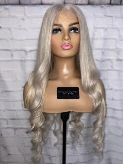 Luxury Icy Platinum Bleach Blonde 100% Human Hair Swiss 13x4 Lace Front Glueless Wig Wavy U-Part, 360 Or Full Lace Upgrade Available 2021