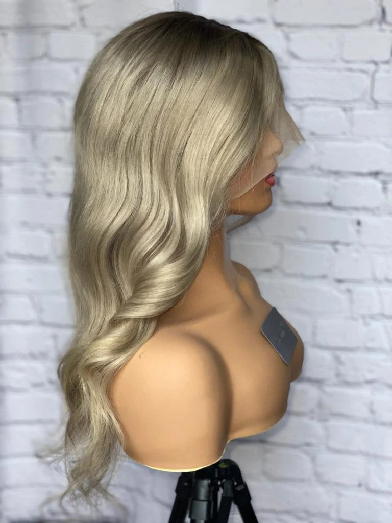 READY TO SHIP Luxury 18” 150% Full Lace Ash Blonde Wig Human Hair Swiss Glueless Size M Sale Bleached Knots - Image 10