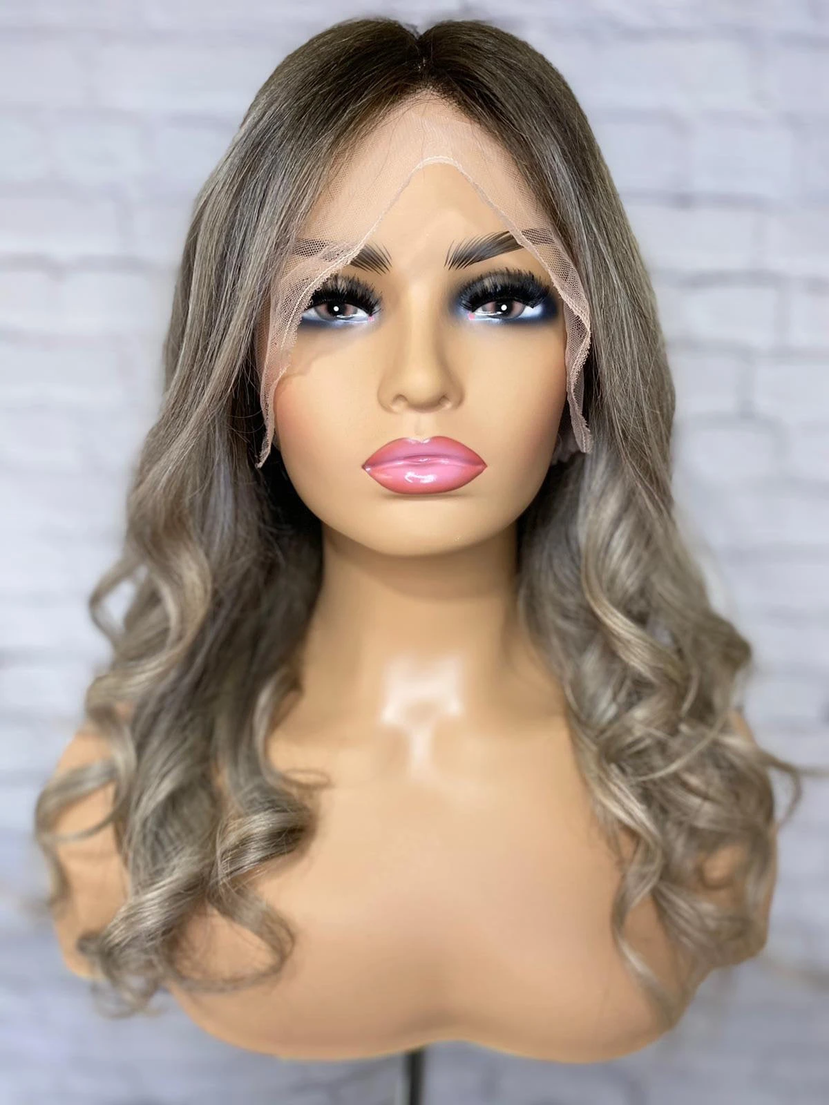Luxury Mushroom Melted Blonde Curly Balayage 100% Human Hair Swiss 13x4 Lace Front Wig Wavy U-Part, 360 Or Full Lace Upgrade Available 2021 - Image 2