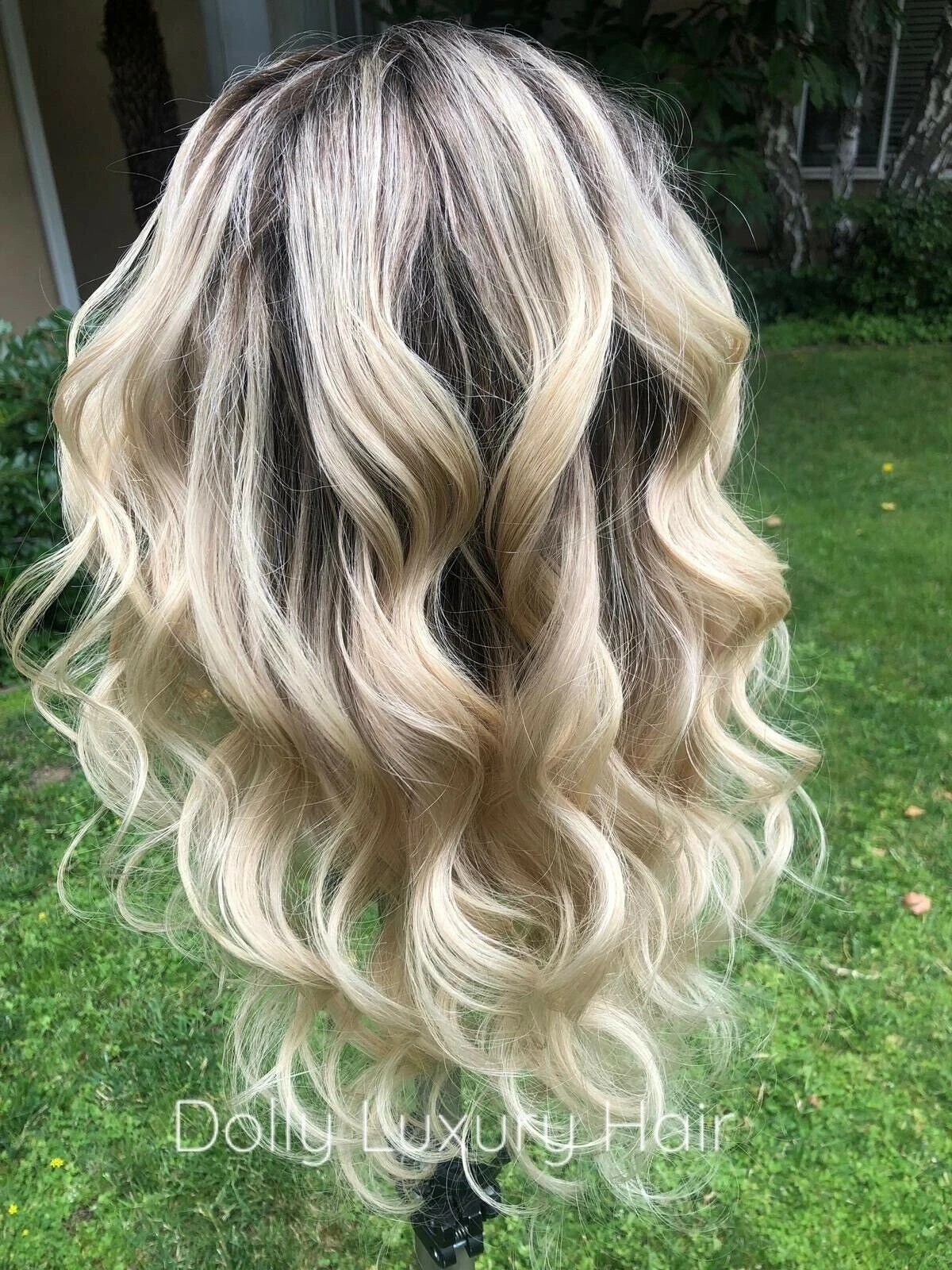 Luxury Light Blonde Balayage Highlight Brown Roots 100% Human Hair Swiss 13x4 Lace Front Glueless Wig U-Part, 360 Or Full Lace Upgrade Available - Image 2