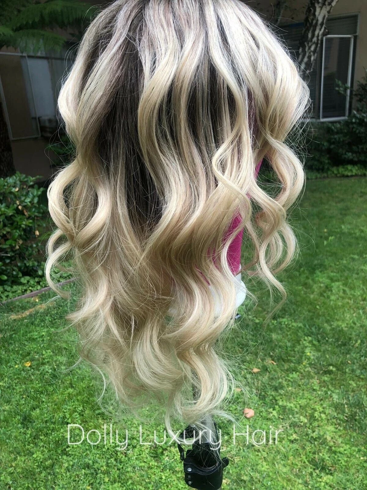 Luxury Light Blonde Balayage Highlight Brown Roots 100% Human Hair Swiss 13x4 Lace Front Glueless Wig U-Part, 360 Or Full Lace Upgrade Available - Image 3