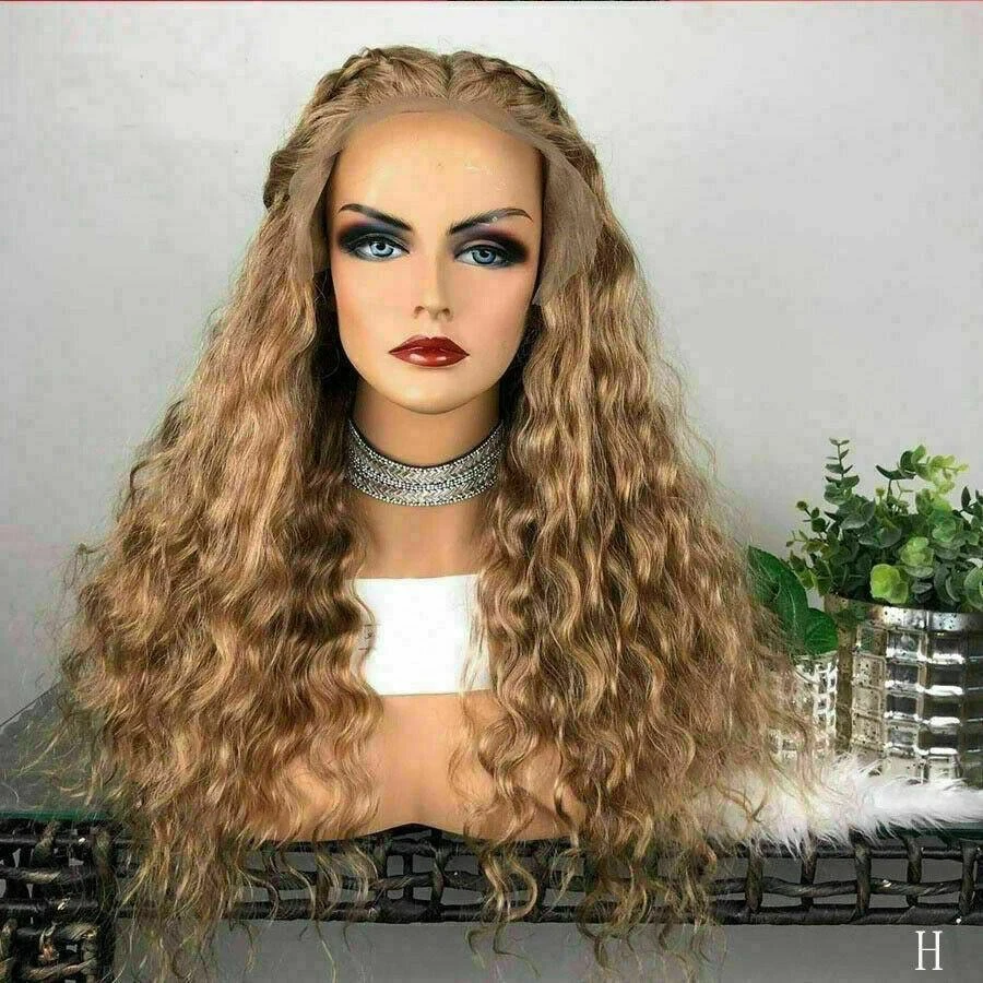 Luxury Remy Dark Golden Blonde Deep Wave 100% Human Hair Swiss 13x4 Lace Front Glueless Wig U-Part, 360 Or Full Lace Upgrade Available