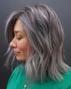 Luxury Natural Grey Gray Smokey Balayage With Brown100% Human Hair Swiss 13x4 Lace Front Glueless Wig U-Part Or Full Lace Upgrade Available