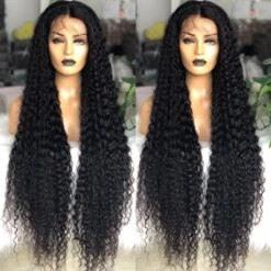 Luxury 30” 32” 34” 36” 38” 40” Inches Natural Black #1B Virgin 100% Human Hair Swiss 13x4 Lace Front Glueless Wig Kinky Curly Long