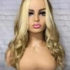 Luxury Platinum Blonde On Brown Hair Balayage 100% Human Hair Swiss 13x4 Lace Front Glueless Wig Wavy U-Part U Part Wig