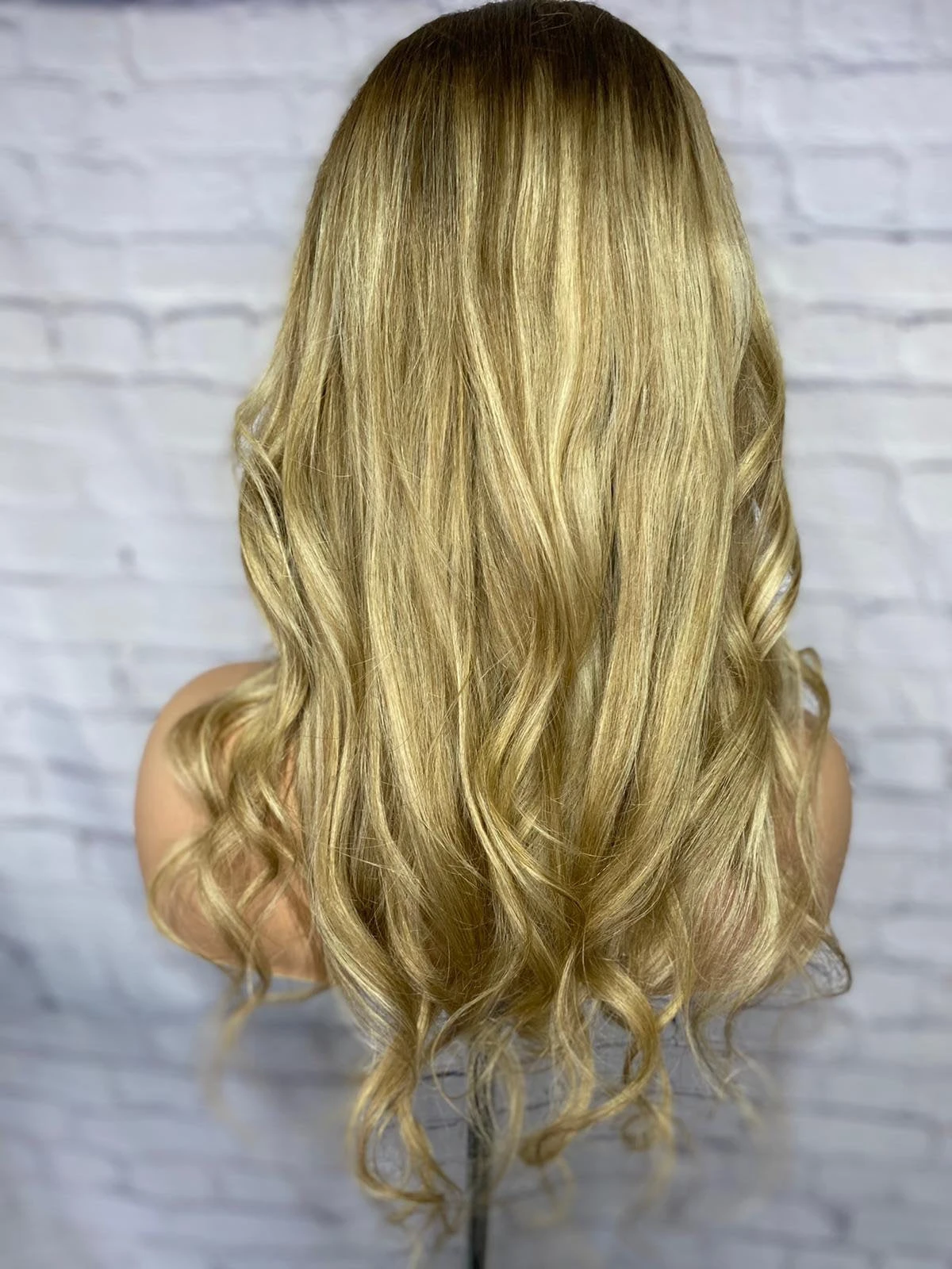 Luxury Platinum Blonde On Brown Hair Balayage 100% Human Hair Swiss 13x4 Lace Front Glueless Wig Wavy U-Part U Part Wig - Image 8