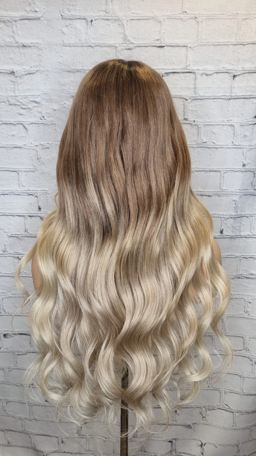 Luxury Balayage Ombre Highlight Ash Blonde Dark Roots 100% Human Hair Swiss 13x4 Lace Front Wig U-Part Or Full Lace Upgrade Available - Image 5