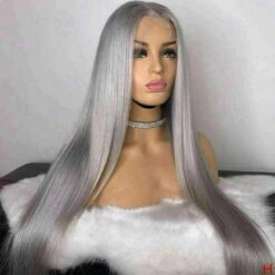 Luxury Silver Grey Gray 100% Human Hair Swiss 13x4 Lace Front Glueless Wig Platinum Colouful U-Part Or Full Lace Upgrade Available