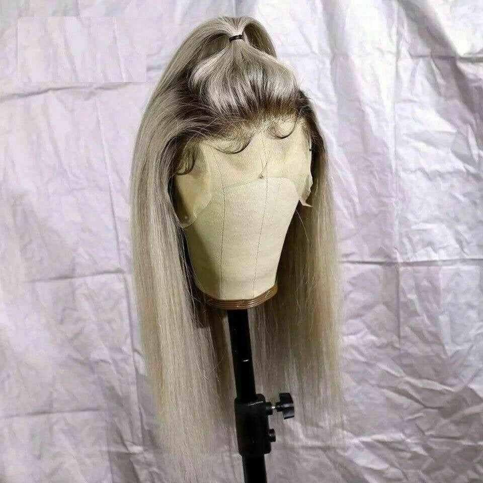 Luxury Transparent Remy Ash Blonde Ombre 100% Human Hair Swiss 13x4 Lace Front Glueless Wig U-Part, 360 Or Full Lace Upgrade Available - Image 2