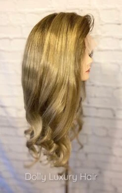 Luxury Honey Blonde Ombre Balayage Highlight 100% Human Hair Swiss 13x4 Lace Front Glueless Wig U-Part, 360 Or Full Lace Upgrade Available
