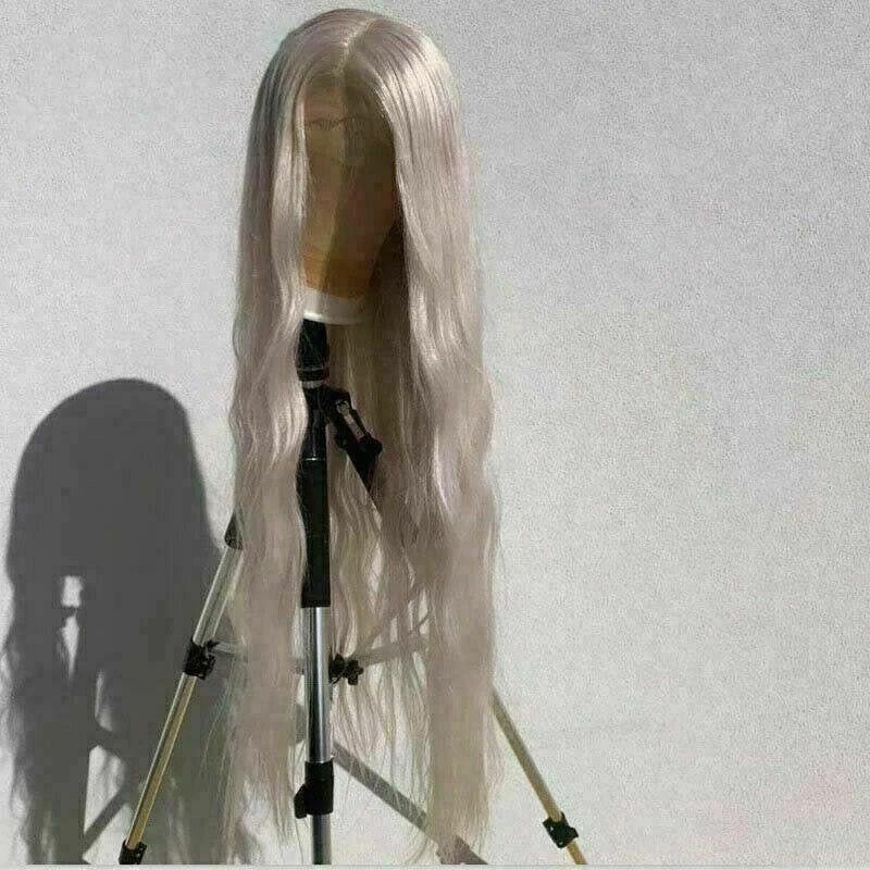 Luxury Ice Blonde Platinum White Wavy Transparent 100% Human Hair Swiss 13x4 Lace Front Glueless Wig U-Part Or Full Lace Upgrade Available - Image 2