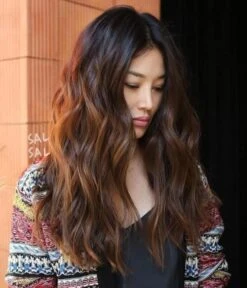 Luxury Chocolate Brown With CaramelBalayage 100% Human Hair Swiss 13x4 Lace Front Glueless Wig Wavy U-Part Or Full Lace Upgrade Available