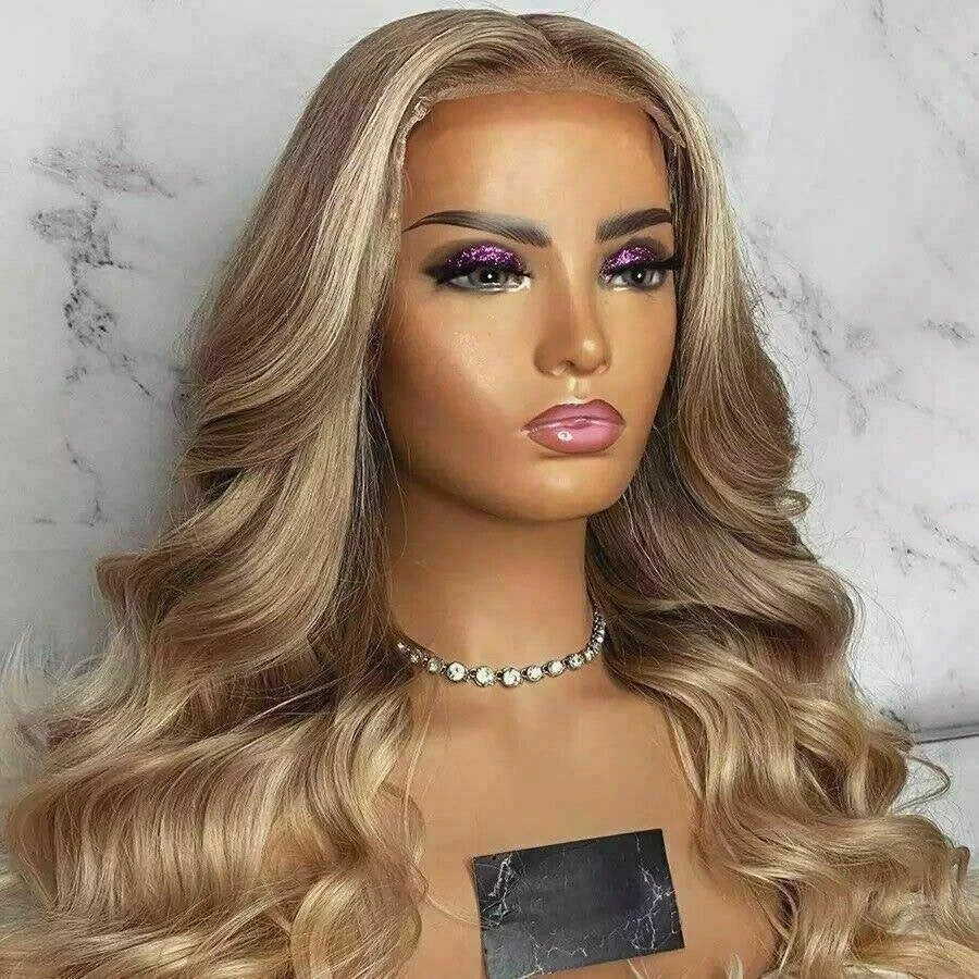 Luxury Brazilian Remy Ash Blonde Ombre 100% Human Hair Swiss 13x4 Lace Front Glueless Wig Wavy U-Part, 360 Or Full Lace Upgrade Available - Image 2