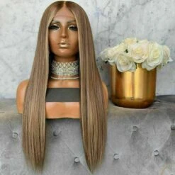 Luxury Remy Light Brown Ash Blonde 100% Human Hair Swiss 13x4 Lace Front Wig Balayage Highlight U-Part, 360 Or Full Lace Upgrade Available