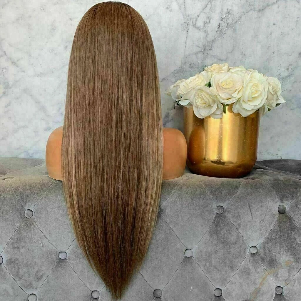 Luxury Remy Light Brown Ash Blonde 100% Human Hair Swiss 13x4 Lace Front Wig Balayage Highlight U-Part, 360 Or Full Lace Upgrade Available - Image 5