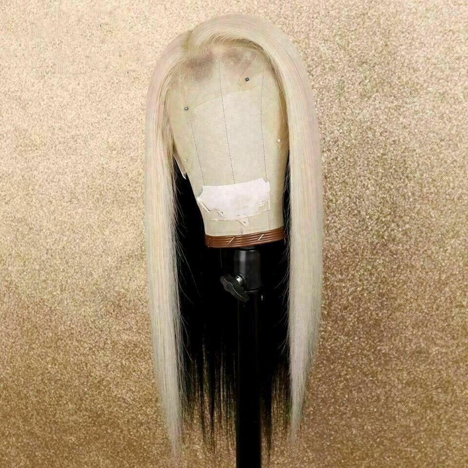 Luxury Platinum Blonde Streak100% Human Hair Swiss 13x4 Lace Front Glueless Wig U-Part, 360 Or Full Lace Upgrade Available - Image 2