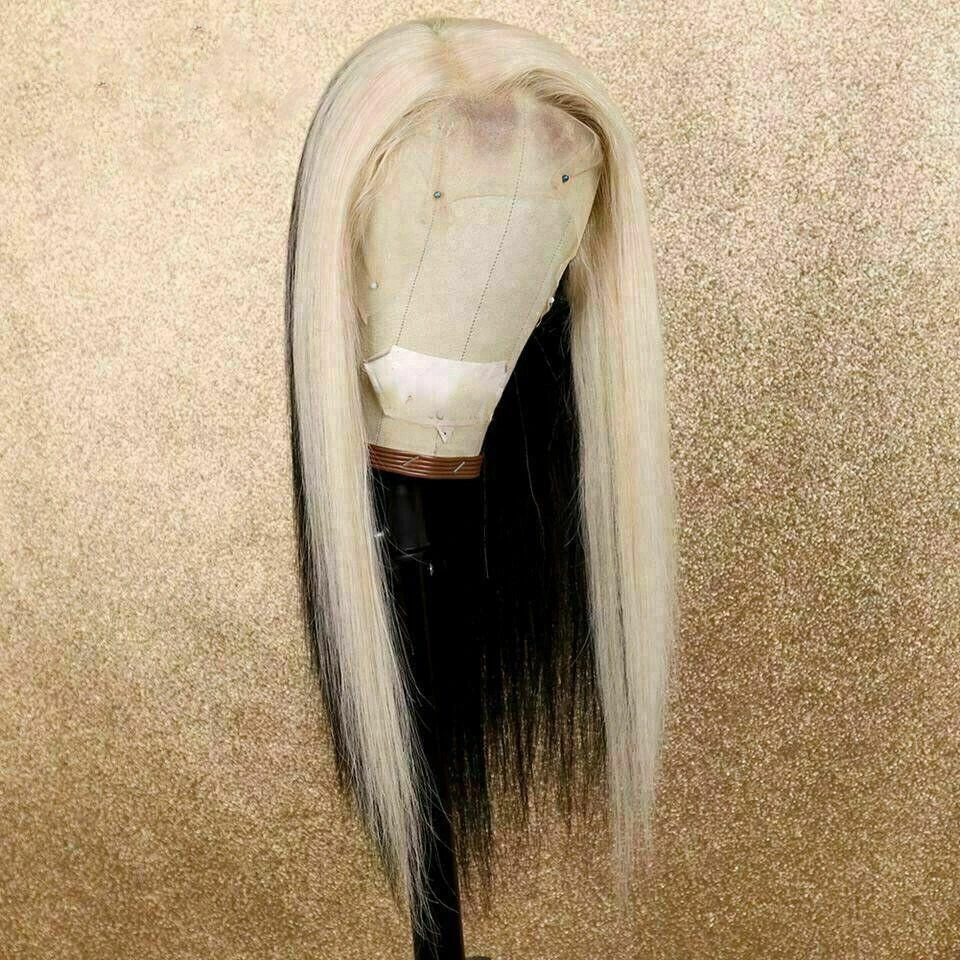 Luxury Platinum Blonde Streak100% Human Hair Swiss 13x4 Lace Front Glueless Wig U-Part, 360 Or Full Lace Upgrade Available - Image 3