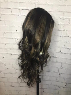 Luxury Darkest Brown Balayage Highlight 100% Human Hair Swiss 13x4 Lace Front Glueless Wig U-Part, 360 Or Full Lace Upgrade Available