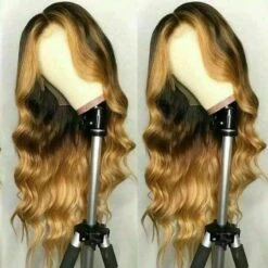 Luxury Remy Ombre Ash Honey Blonde 100% Human Hair Swiss 13x4 Lace Front Glueless Wig Golden U-Part, 360 Or Full Lace Upgrade Available