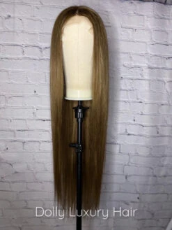 Luxury Honey Brown Blonde 100% Human Hair Swiss Straight 13x4 Lace Front Glueless Wig U-Part, 360 Or Full Lace Upgrade Available