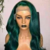 Luxury Brazilian Mermaid Dark Emerald Green 100% Human Hair Swiss 13x4 Lace Front Wig Wavy Colourful U-Part Or Full Lace Upgrade Available