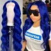 Luxury Royal Deep Blue 100% Human Hair Swiss 13x4 Lace Front Glueless Wig Colouful U-Part, 360 Or Full Lace Upgrade Available