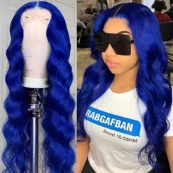 Luxury Royal Deep Blue 100% Human Hair Swiss 13x4 Lace Front Glueless Wig Colouful U-Part, 360 Or Full Lace Upgrade Available