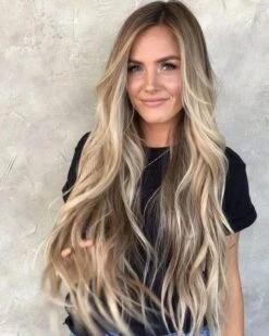 Luxury Ash Blonde Balayage 100% Human Hair Swiss 13x4 Lace Front Glueless Wig Wavy U-Part, 360 Or Full Lace Upgrade Available