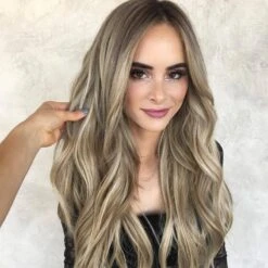 Luxury Medium Ash Blonde Balayage 100% Human Hair Swiss 13x4 Lace Front Glueless Wig Wavy U-Part, 360 Or Full Lace Upgrade Available