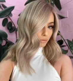 Luxury Pale Ash Blonde Balayage 100% Human Hair Swiss 13x4 Lace Front Glueless Wig U-Part, 360 Or Full Lace Upgrade Available