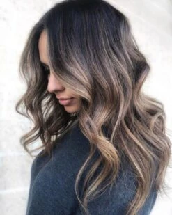 Luxury Ash Blonde Hight Black Roots Balayage 100% Human Hair Swiss 13x4 Lace Front Glueless Wig U-Part, 360 Or Full Lace Upgrade Available