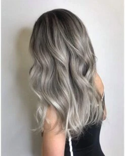 Luxury Smokey Silver Ash Blonde Ice Melted Balayage 100% Human Hair Swiss 13x4 Lace Front Glueless Wig U-Part, 360 Or Full Lace Upgrade Available