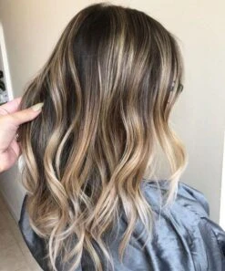 Luxury Ash Blonde On Dark Brown Balayage 100% Human Hair Swiss 13x4 Lace Front Glueless Wig U-Part, 360 Or Full Lace Upgrade Available