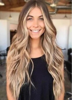 Luxury Blonde Sunkissed Blonde Brown Ombre Balayage100% Human Hair Swiss 13x4 Lace Front Glueless Wig Wavy Full Lace Upgrade Available